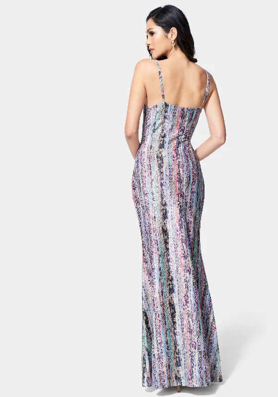 Printed Lurex Knit Gown