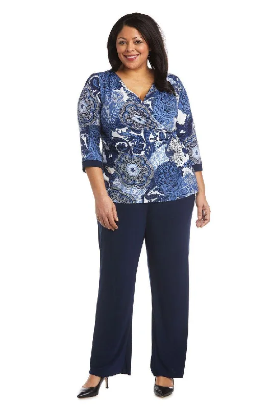 R&M Richards 7854W Plus Size Two Piece Pant Set