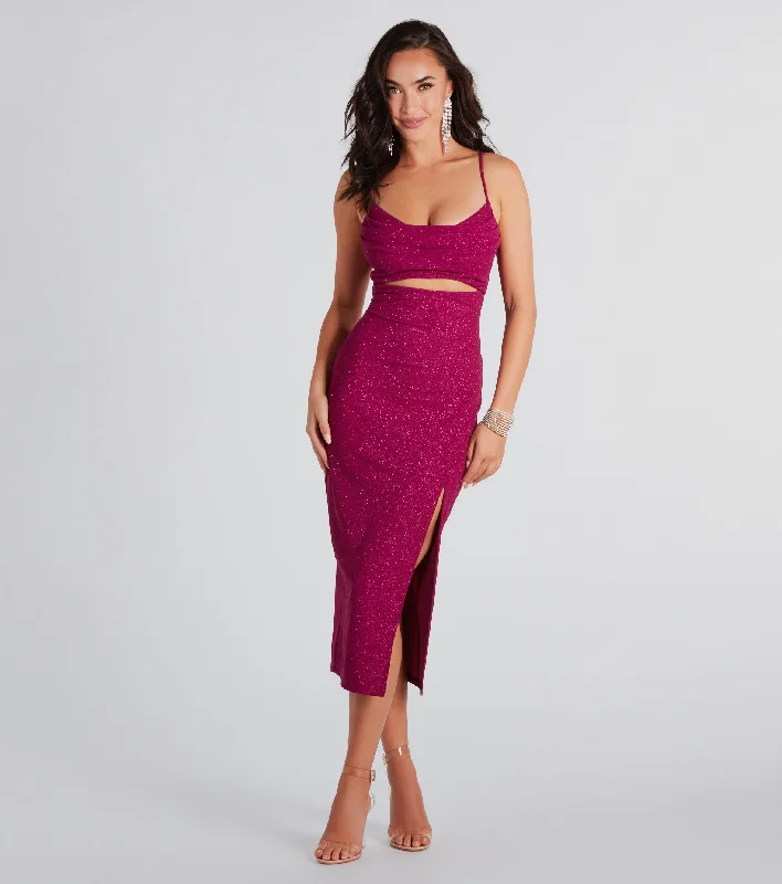 Robyn Formal Glitter Cutout Midi Dress