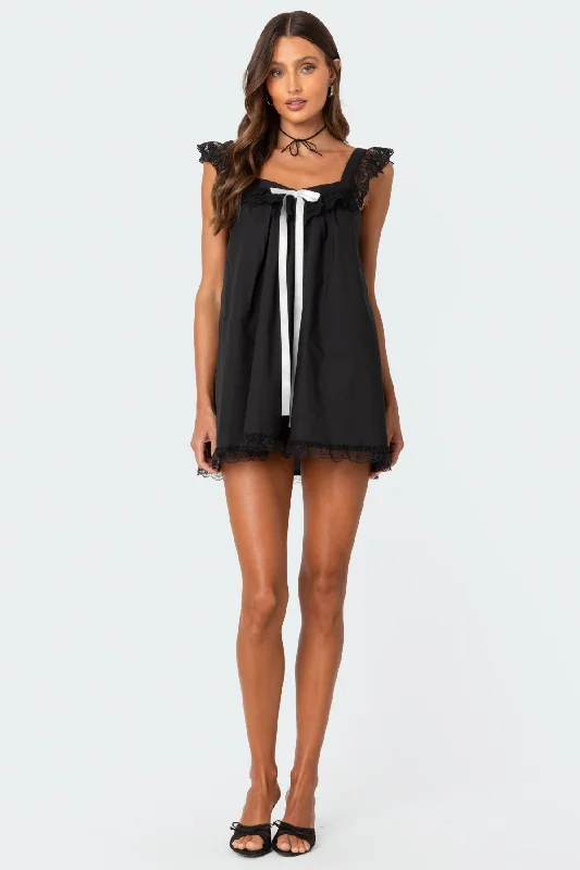 Rayne Lacey Babydoll Mini Dress