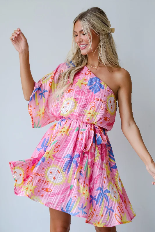 FINAL SALE - Sol De Janeiro Pink One-Shoulder Mini Dress