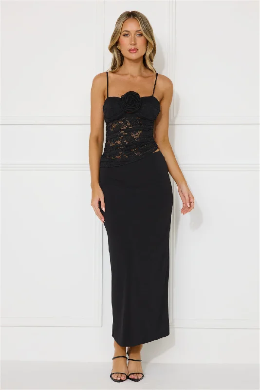 Stylish Luxury Lace Maxi Dress Black