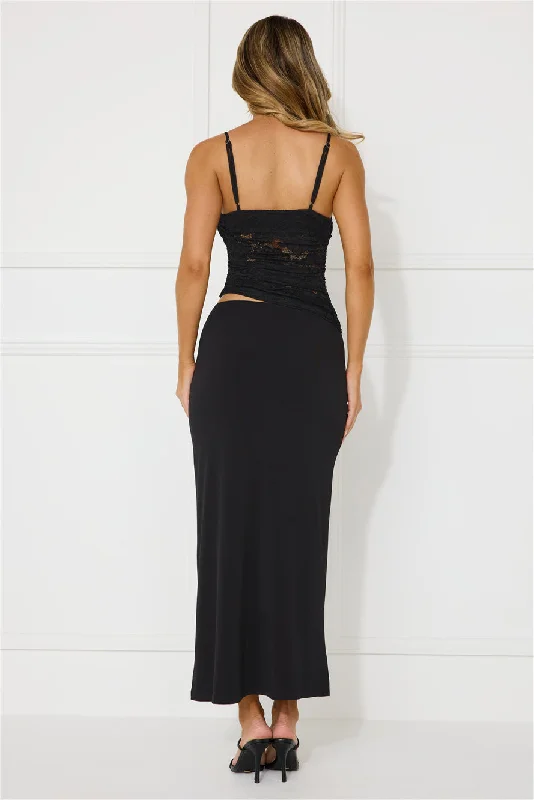 Stylish Luxury Lace Maxi Dress Black