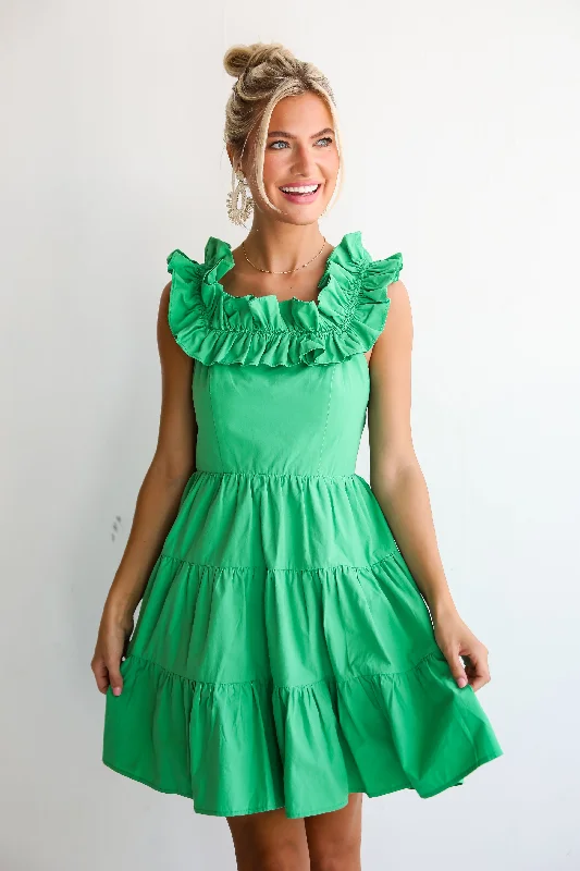 Sweet Existence Green Tiered Ruffle Mini Dress