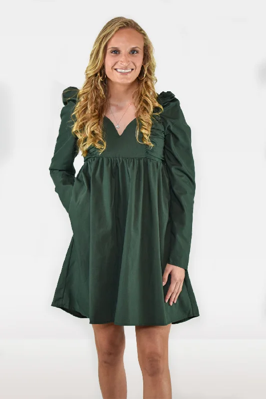 Sweetheart Neckline Long Sleeve Mini Dress with Puff Shoulder Detail by Entro Clothing