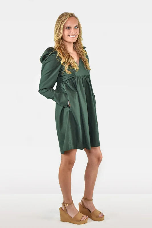 Sweetheart Neckline Long Sleeve Mini Dress with Puff Shoulder Detail by Entro Clothing