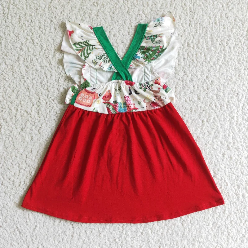 Christmas flutter sleeve dress