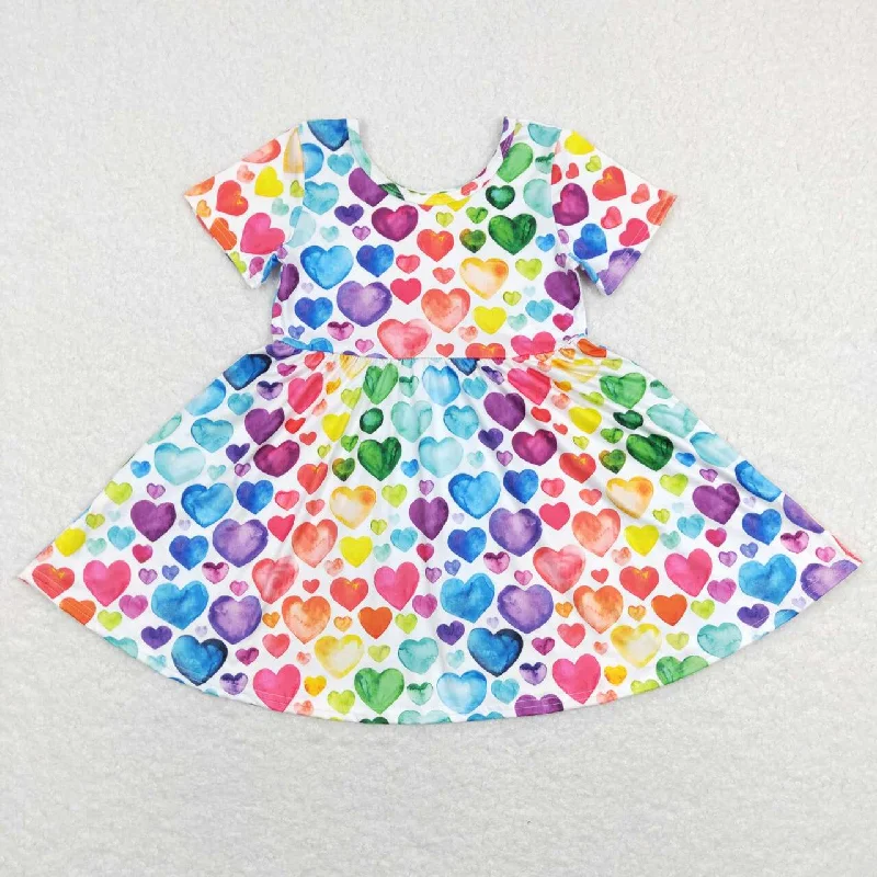 C7-16 baby girl Valentine's Day girls colorful heart print dress