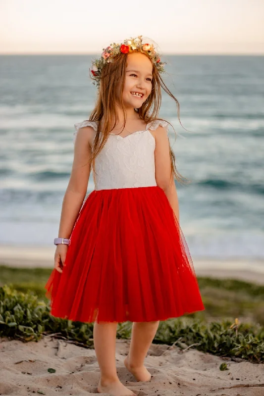 Zara Girls Red Lace Dress