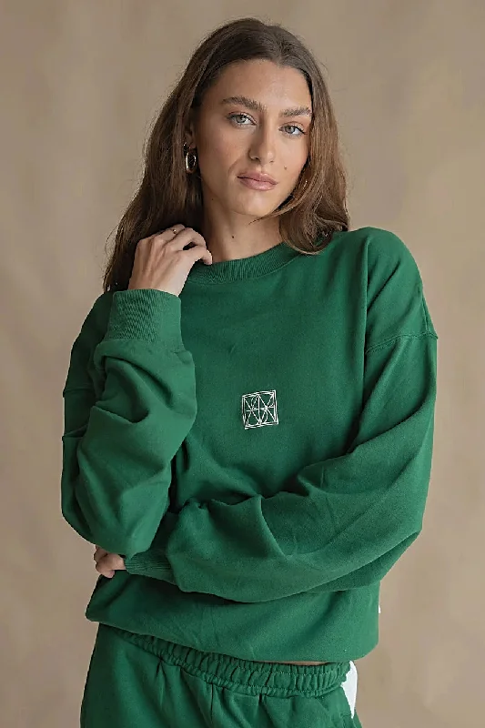 ARAMINTA JAMES Womens Monogram Classic Sweatshirt Dark Green