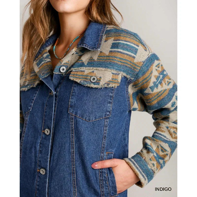 Umgee Women's Aztec Denim Jacket