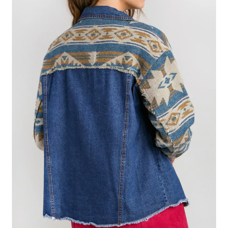 Umgee Women's Aztec Denim Jacket