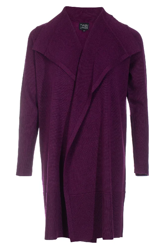 Long line Touch of Wool Cardigan | Berry Marle | 6346ZZ