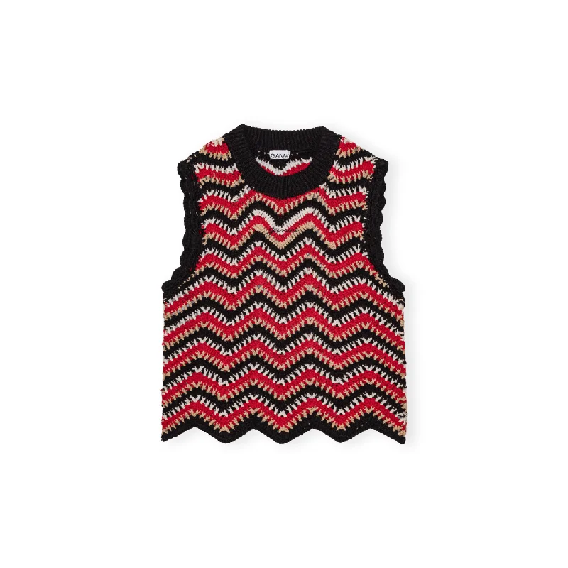 Cotton Crochet Vest (Racing Red)