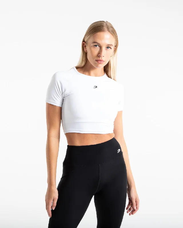 Training Short Sleeve Crop Top - White