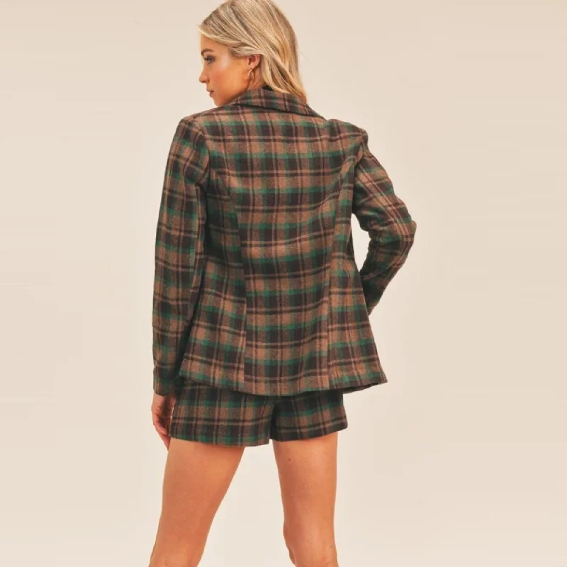 Double Breasted Plaid Jacket (Cedar Pine)