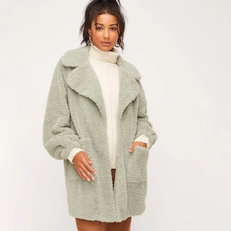 Fuzzy Long Coat (Sage)