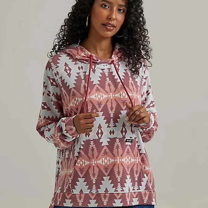 Wrangler Women's Maroon/White Aztec Hoodie