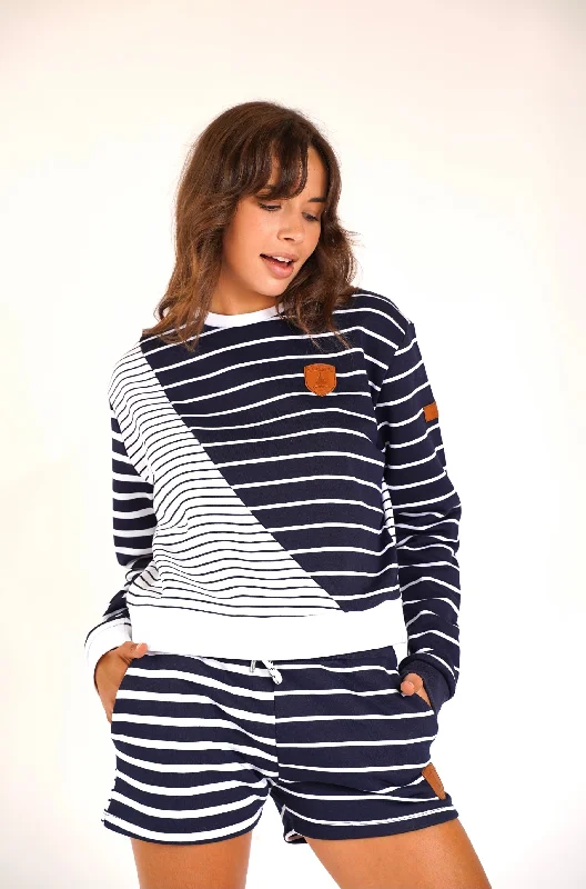 Murota Stripe-Blocked Pullover In Navy