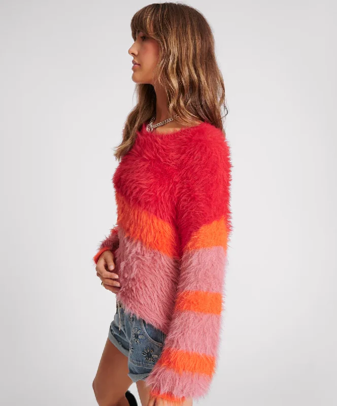 ONE TEASPOON Womens Fluffy Colour Block Sweater - Sunset