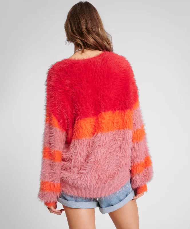 ONE TEASPOON Womens Fluffy Colour Block Sweater - Sunset