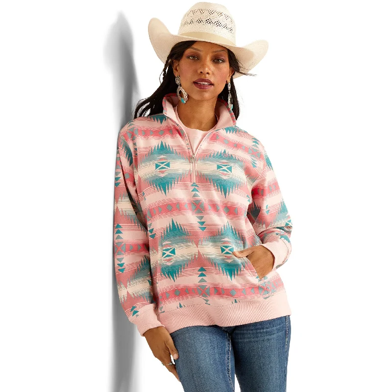 Ariat Women's Pink/Turquoise Aztec 1/4 Zip