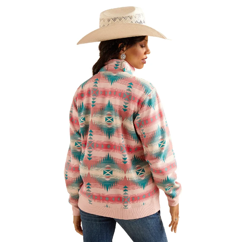 Ariat Women's Pink/Turquoise Aztec 1/4 Zip