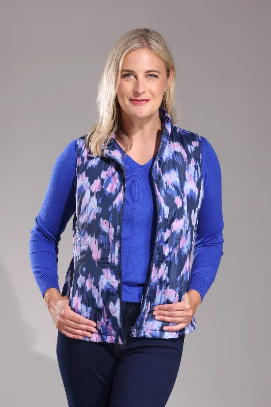 Printed & Quilted Vest | Navy Lilac Abstract | 6241ZZ