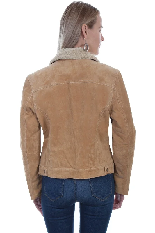 Scully Womens Old Rust Suede Faux Fur Jean Jacket