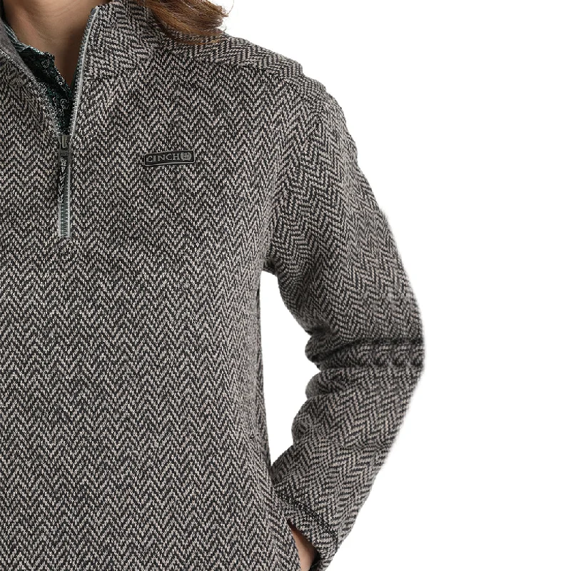 Cinch Women's Grey Herringbone 1/4 Zip Pullover