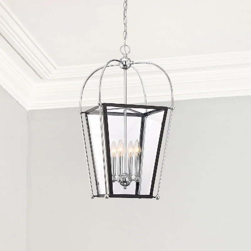 Chandeliers with Venetian Glass for a Luxurious LookChandeliers with Venetian Glass for a Luxurious LookCharles House Four Light Foyer Pendant Windham Matte Black w/ Polished Chrome - Exact Size