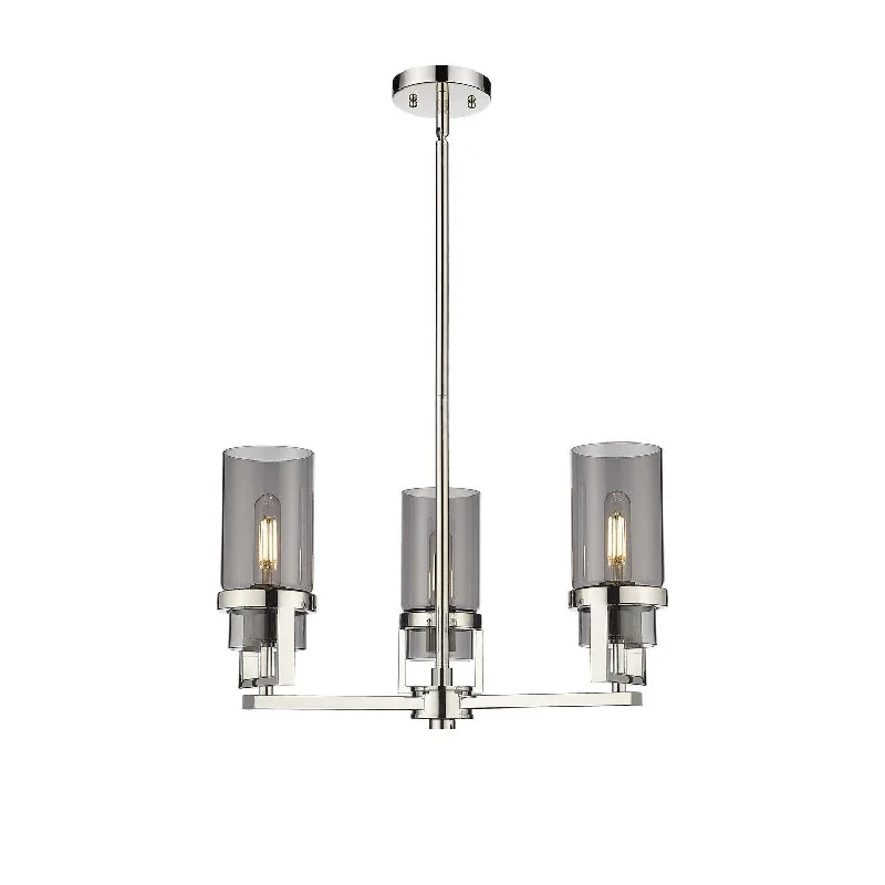Chandeliers with Metal Frames in Silver FinishChandeliers with Metal Frames in Silver FinishInnovations Downtown Urban 426-3CR-PN-G426-8SM Chandelier Light - Polished Nickel