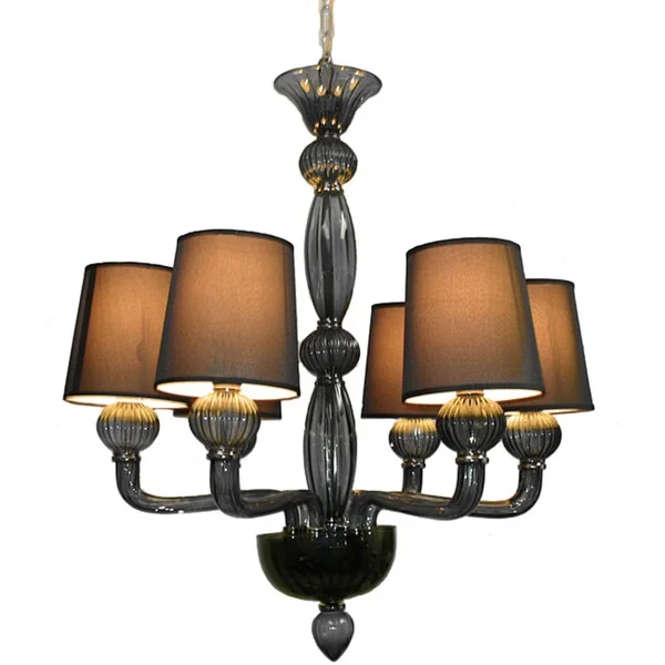 Victorian - Inspired Chandeliers with Ornate DetailsVictorian - Inspired Chandeliers with Ornate DetailsSmoke Glass 6-liight Chandelier with Shades